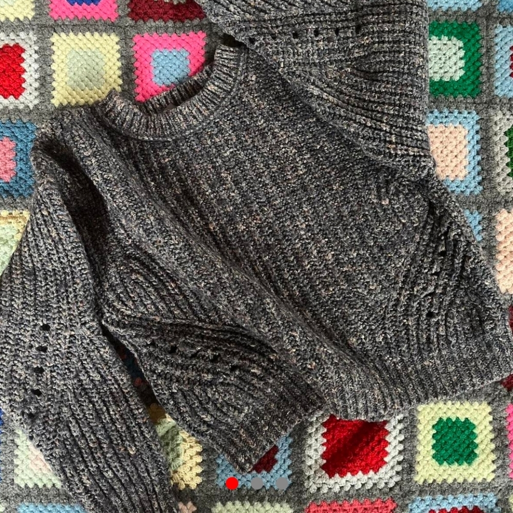 Point sur chunky gray sweater